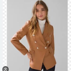 White House Black Market Leather Studio Blazer in Vintage Oak Size 6